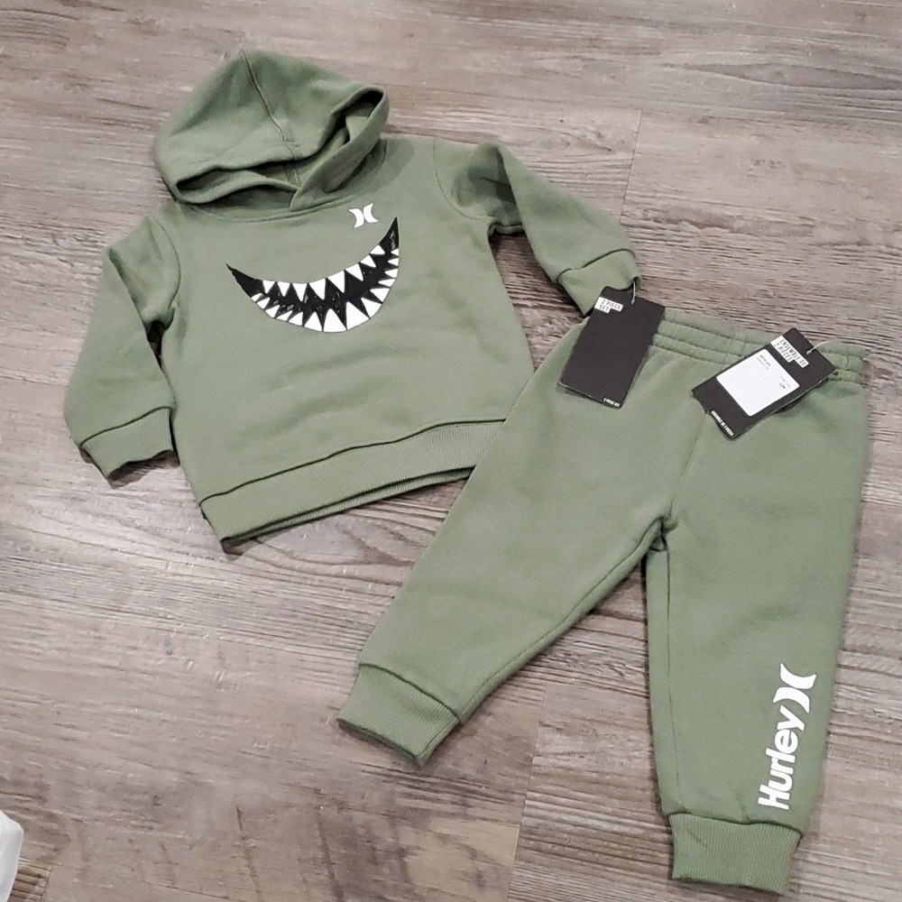 Hurley Hoodie & Jogger 2 Piece Set Size 12 Months